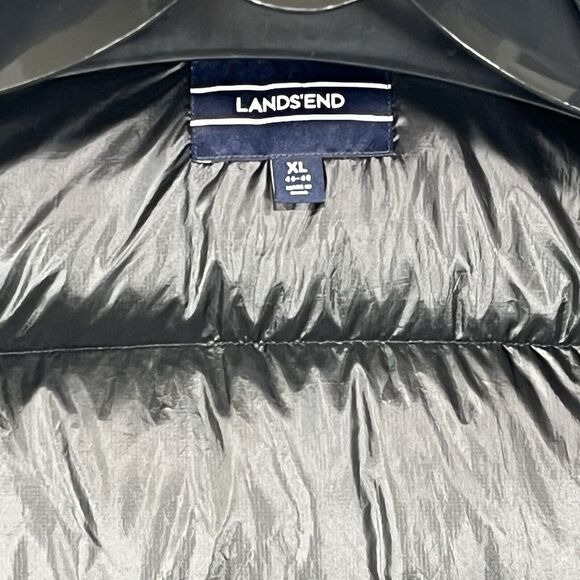 Lands End Vest Mens XL Black Down Puffer Outdoor Active Feathers Streetwear Warm - Picture 5 of 11